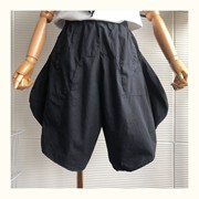 夏季个性棉布裤子男女童，黑色宽松七分裤，韩版中裤5606