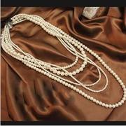 珍珠项链女韩版时尚欧美复古饰品，多层长款项链装饰毛衣，链女配饰品
