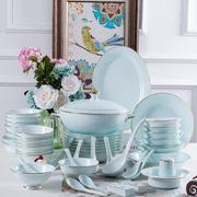 碗碟套装家用中式简约景德镇陶瓷，青瓷餐具套装釉下彩碗盘组合