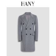断码hany汉尼切斯特羊绒，大衣灰色中长款男士毛呢风衣外套