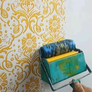 7寸印花滚筒液体壁纸墙纸艺术，漆涂料滚刷墙，神器玫瑰花印花机墙面