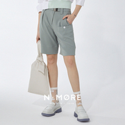 NMORE设计师品牌 夏季  青栀灰松紧卡扣五分短裤女休闲