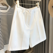 高质感(高质感)白色西装短裤，女夏季薄款2023高腰垂感遮肉不皱西裤5分