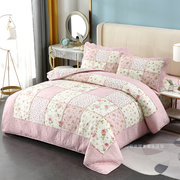美式双面纯棉奢华绗缝被四件套韩国高档床盖四季通用全棉床罩被套