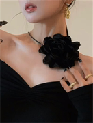 zoozmomo黑色玫瑰花绑带项链choker颈链复古法式系带腕饰项圈颈花