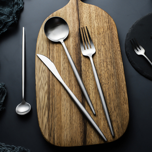 北欧ins风304不锈钢牛排叉勺三件套装家用高档西餐餐具筷子勺子