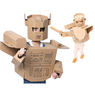 纸箱机器人可穿戴金刚盔甲表演道具儿童玩具DIY手工制作纸盒模型