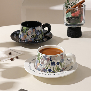 陶瓷杯咖啡杯高级感家用杯碟套装网红下午茶餐具设计感杯子情侣杯