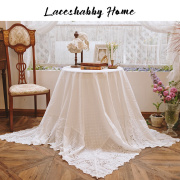 LACESHABBY法式复古文艺白色波点镂空绣花棉质蕾丝桌布台布巾