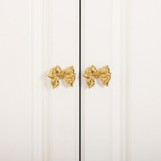 黄铜蝴蝶结拉手衣柜门抽屉，橱柜简约欧式纯铜，高档把手轻奢美式实心