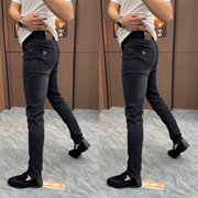 2024黑灰色牛仔裤男士，韩版修身小脚裤，男士潮牌春夏季直筒长裤