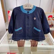 90-130韩国童装21春女童宝宝洋气圆领针织牛仔，单排扣开衫外套g6