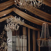 婚庆欧式铁艺电镀水晶吊灯吊顶客厅卧室装饰道具奢华水晶挂灯
