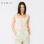 CUBIC镂空钩花针织宽松吊带小背心花边设计俏皮上衣