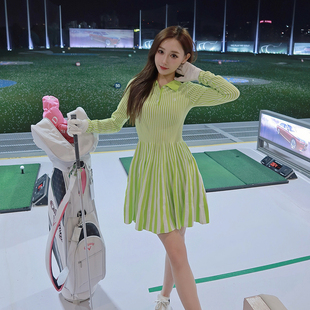 高尔夫服装女春季时尚运动连衣裙长袖弹力韩系golf女士毛衣
