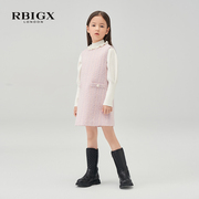 RBIGX瑞比克童装冬季百搭甜美粉色无袖淑女小香风连衣裙