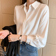 职业白色衬衫女士春秋季高级感气质面试正装，衬衣宽松长袖上衣