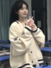 奶fufu小众加绒卫衣外套女秋冬季韩版宽松学生美式加厚棒球服开衫