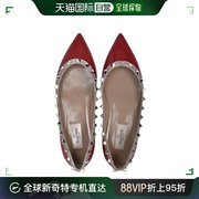 99新未使用香港直邮valentino女士红色，铆钉平底鞋rw2s0403-