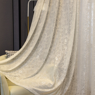 白纱简约现代窗纱窗帘，纱帘透光不透人半遮光浮雕提花客厅卧室
