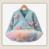 女童衣服服装春秋洋气儿童毛衣公主裙针织外套搭配tutu裙套装