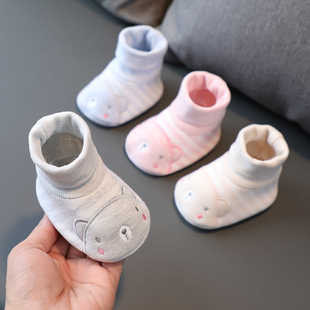 新生婴儿袜春秋冬季不掉0-3-6-12个月男女宝宝，防掉软底学步棉布鞋