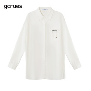 gcrues白色衬衫女2024时尚洋气长款衬衣春季上衣韩版宽松春装