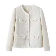 白鸭绒羽绒服 冬季女装圆领小香风上衣气质百搭加厚保暖 外套