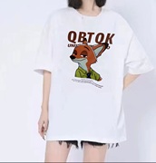 大码T恤2023潮流兔子狐狸特别的男女T恤原宿风ins设计感短袖