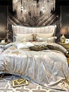 法国高端欧式床上用品四件套全棉纯棉贡缎提花样板房1.8床单床笠