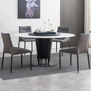 意式岩板圆餐桌椅组合现代简约小户型，家用圆形餐桌，带转盘北欧圆桌