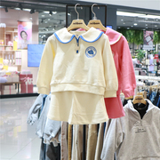 milibam纯色套装24春季韩国女童时尚长袖卫衣+裙裤两件套