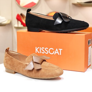 kisscat接吻猫乐福鞋，2024春新商场，低跟开运女单鞋ka54201-51