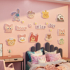 儿童小房间布置公主床头，装饰网红女孩卧室改造背景，墙面卡通贴纸画