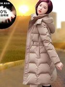 女士冬装白鸭绒(白鸭绒，)羽绒服女士，中长款外套时尚2023年冬季超厚