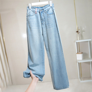 女士裤子2024夏天牛仔裤水洗高腰显瘦女裤薄款夏季小个子长裤