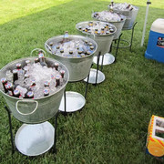 欧式圆形复古冰桶大容量香槟桶，户外红酒桶铁架子酒吧商用冰桶支架