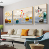客厅装饰画九鱼图沙发背景墙，挂画新中式北欧三联现代卧室轻奢壁画