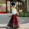 女童马面裙套装春夏2024年新中式，国风汉服儿童，明制织锦簪花服唐装