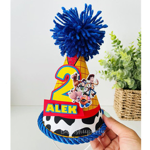 玩具总动员气球拉旗巴斯光年儿童生日帽子定制男女孩宝宝派对周边