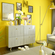 纯色墙纸现代简约环保无纺布卧室，柠檬黄素色客厅橙黄色亮黄色壁纸