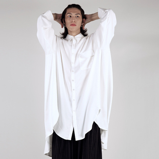 SAwong原创设计日系慵懒宽松随性中长款飘逸个性大衬衫潮男女