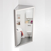 浴室镜柜不锈钢三角浴室柜免孔卫生间厕所小户型转角置物柜挂壁式