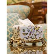 泽马欧式纸巾盒家用客厅茶几装饰摆件复古陶瓷多功能遥控器收纳盒