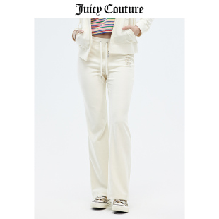 juicycouture橘滋休闲裤，女春季美式运动宽松微喇天鹅绒长裤