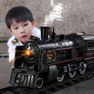 仿真高铁停车场儿童套装，电动小火车汽车蒸汽轨道，火车模型玩具男孩