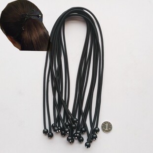10根黑色发绳镶水钻珠成人扎头发长头绳发饰扎马尾彩色橡皮筋头饰