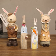 创意可爱树脂桌面情侣小兔子小摆件，儿童房间ins风家居饰品工艺品
