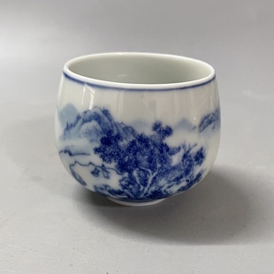 宫廷风中式釉下彩青花柴窑仿古瓷器茶具名家手绘古玩茶杯收藏品