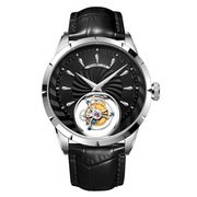 瑞士真陀飞轮镂空自动机械表皮带士手表，伊索表品牌防水男时尚